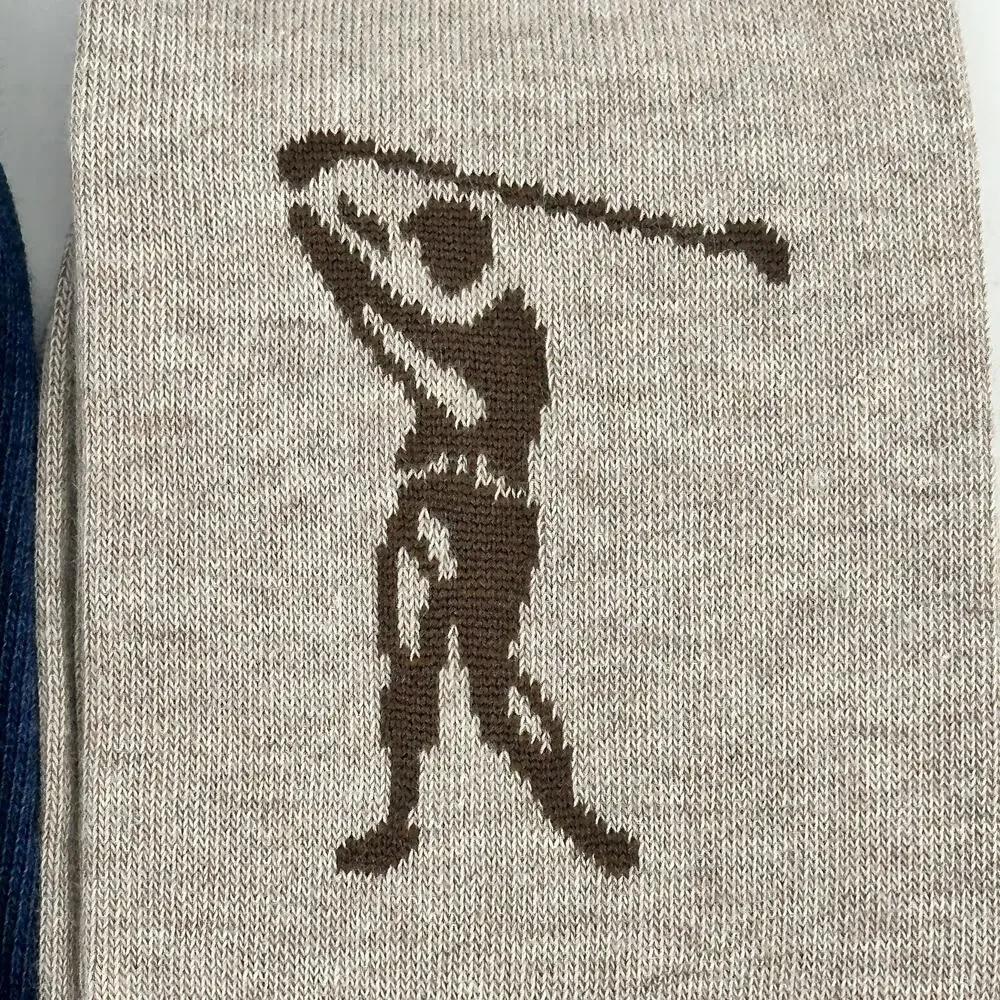 Cremieux Golf Theme Italian Cotton Sock Lot Mens 6-12.5 Blue Brown Dad Gift
